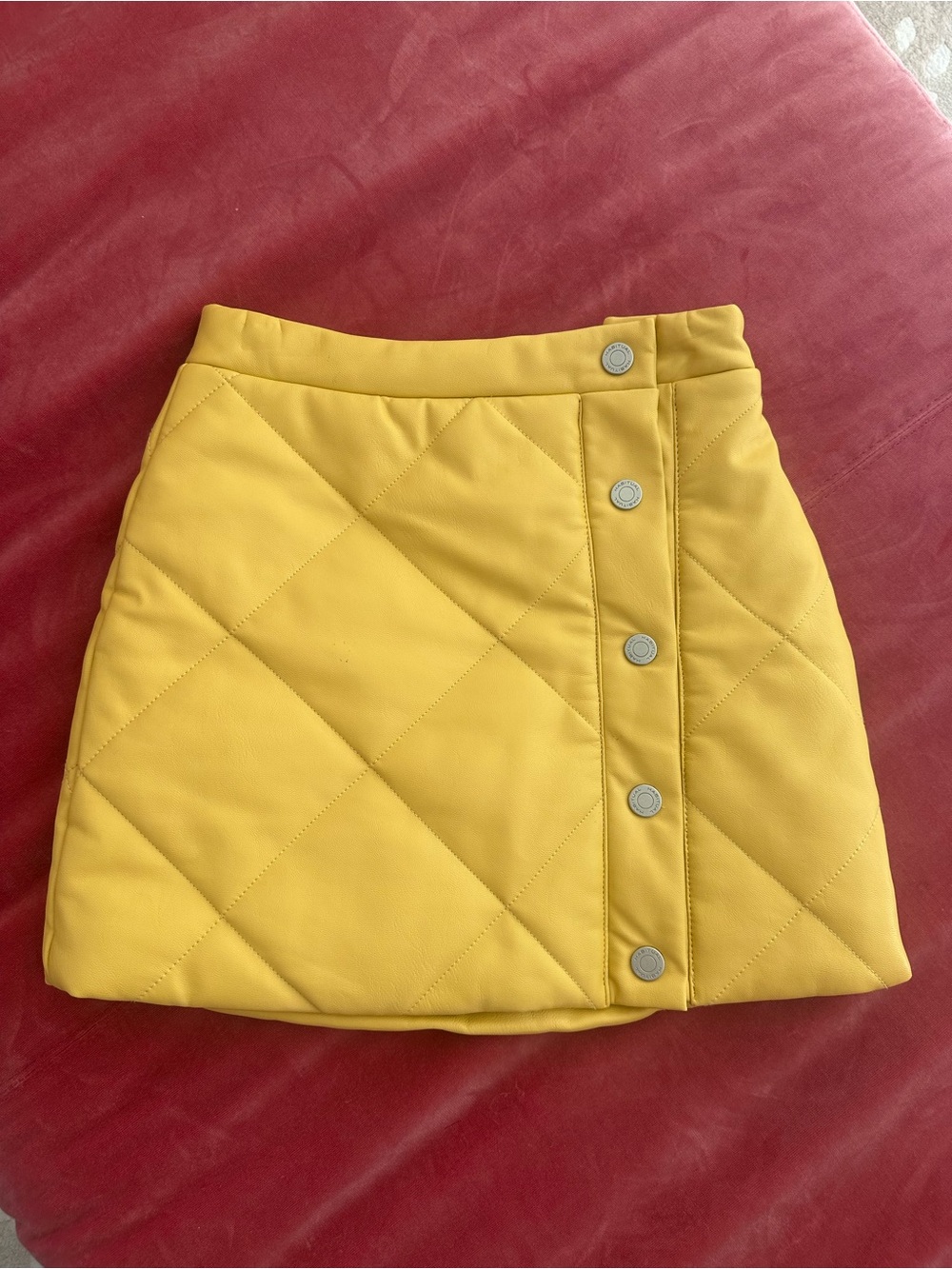 Habitual Kids Quilted Yellow Button-Front Mini Skirt